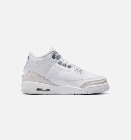 Air Jordan 3 Retro White And Silver Grade School Lifestyle Shoe White Metallic Silver Free Shipping