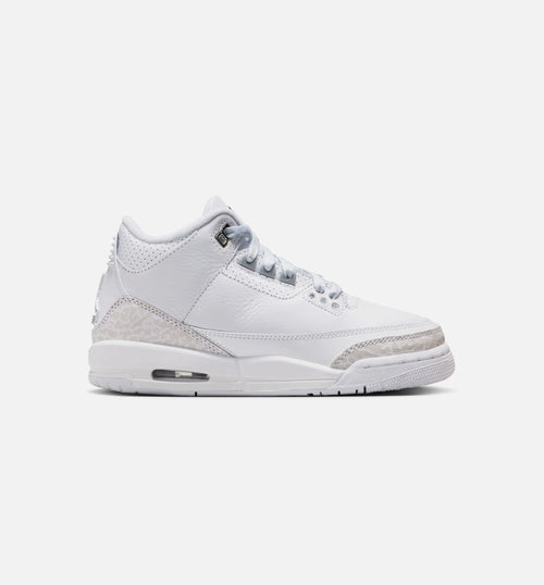 Air Jordan 3 Retro White And Silver Grade School Lifestyle Shoe White Metallic Silver Free Shipping
