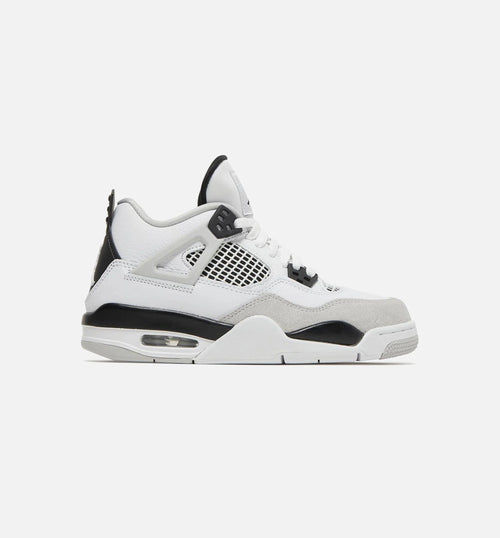 Air Jordan 4 Retro Military Black Grade School Lifestyle Shoe White Black Limit One Per Customer