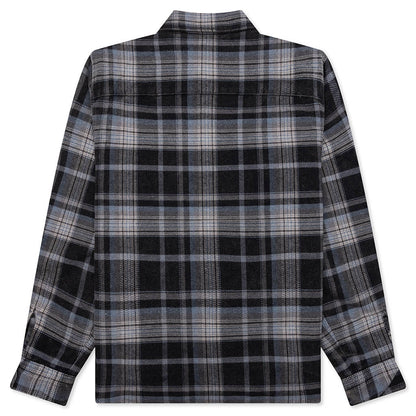 Heavy Washed Plaid Shirt Blue
