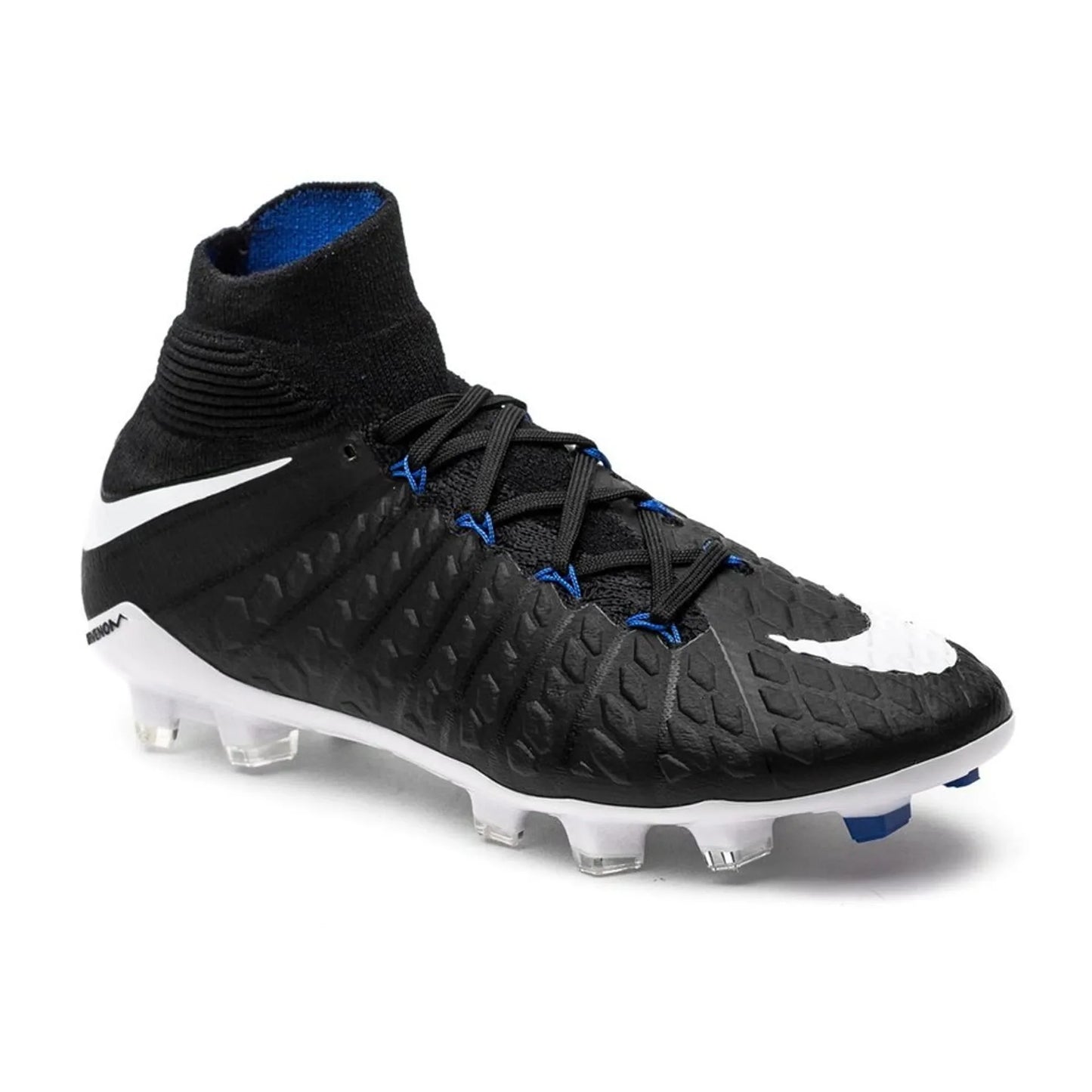 Nike Kids Jr Hypervenom Phantom III Dynamic Fit FG Firm Ground Soccer Cleats Black White Royal