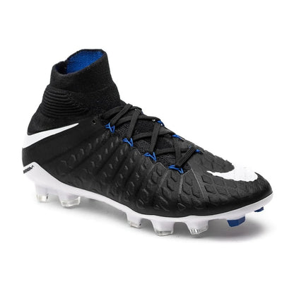 Nike Kids Jr Hypervenom Phantom III Dynamic Fit FG Firm Ground Soccer Cleats Black White Royal