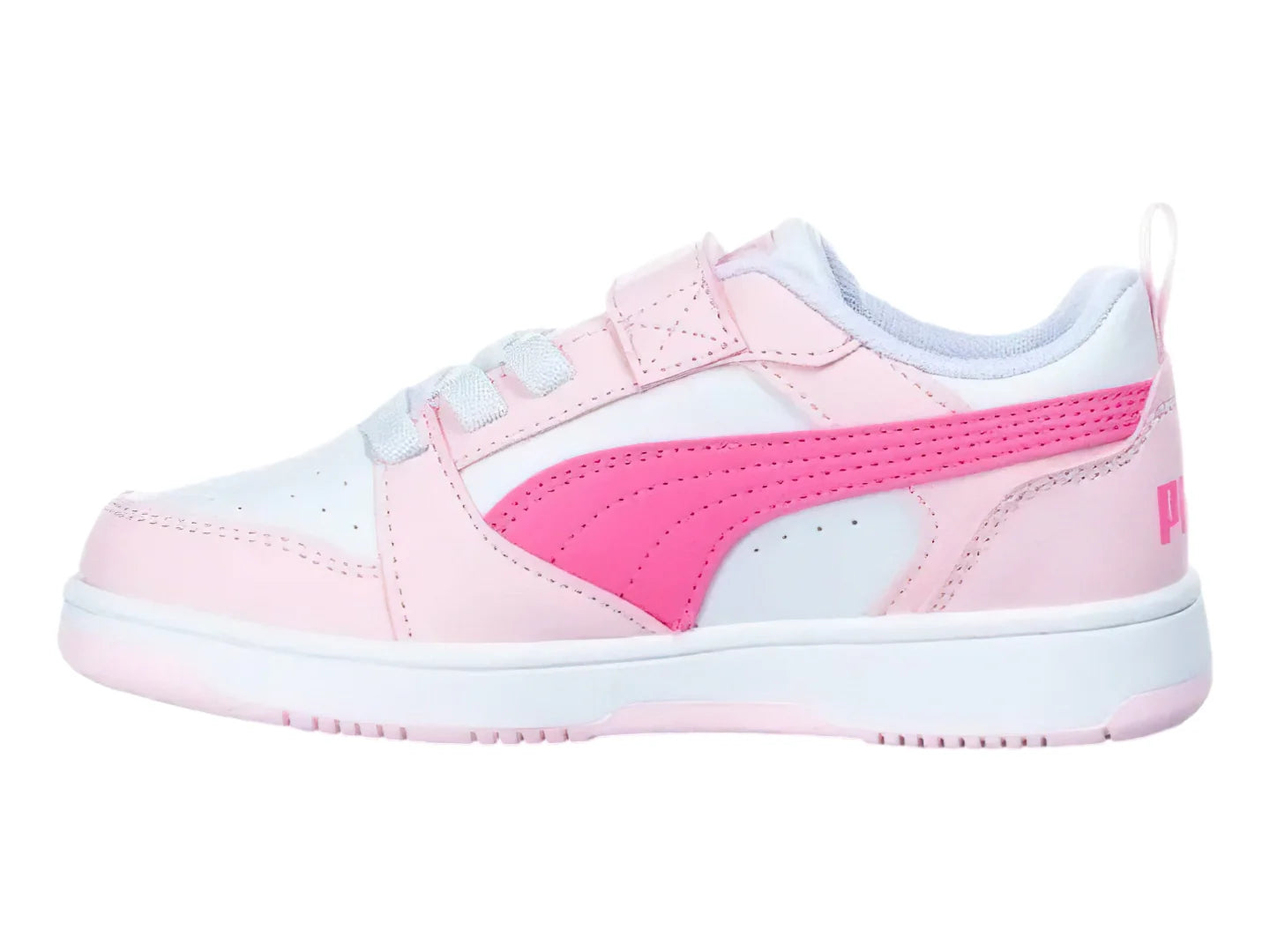 Tenis PUMA Rebound V6 Lo ACPS Blanco y Rosa para Niña