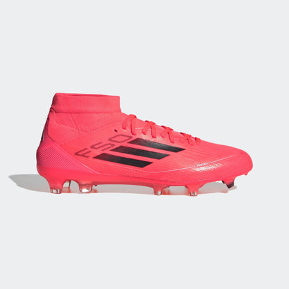 adidas Womens F50 Pro Mid Cut Firm Ground Boots Turbo Black Platin Metallic