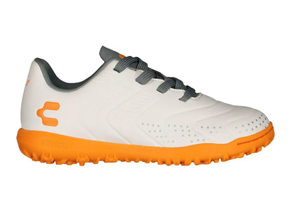 Tenis de Fútbol Charly Blanco y Naranja para Niño