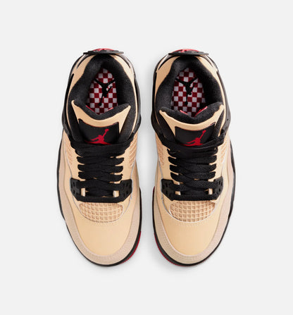 Air Jordan 4 Retro Grade School Lifestyle Shoe Sesame Fire Red Black White