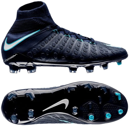 Nike Kids Jr Hypervenom Phantom III Dynamic Fit FG Firm Ground Soccer Cleats Blue