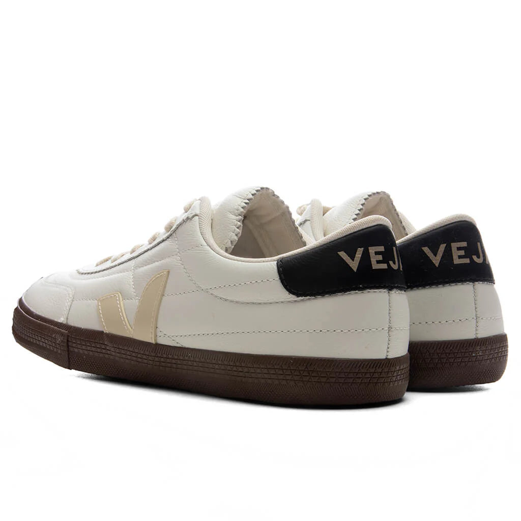 Womens Panenka Leather White Black Bark