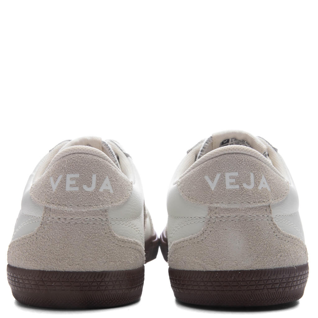 Womens Volley Leather White Natural Bark