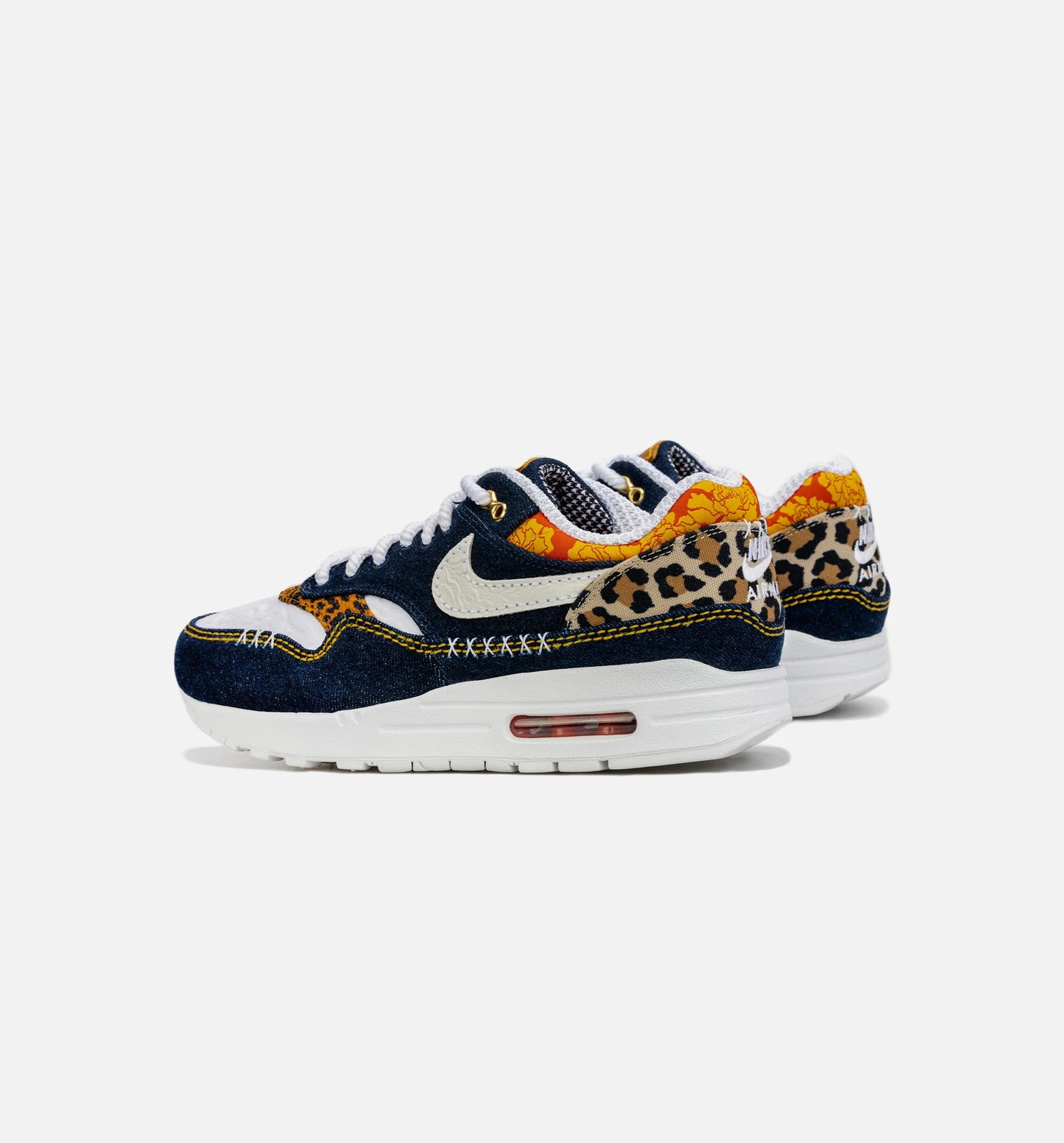 Air Max 1 Premium Denim Leopard Mens Lifestyle Shoe Blue Brown