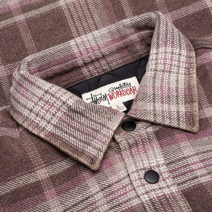 Heavy Washed Plaid Shirt Brown