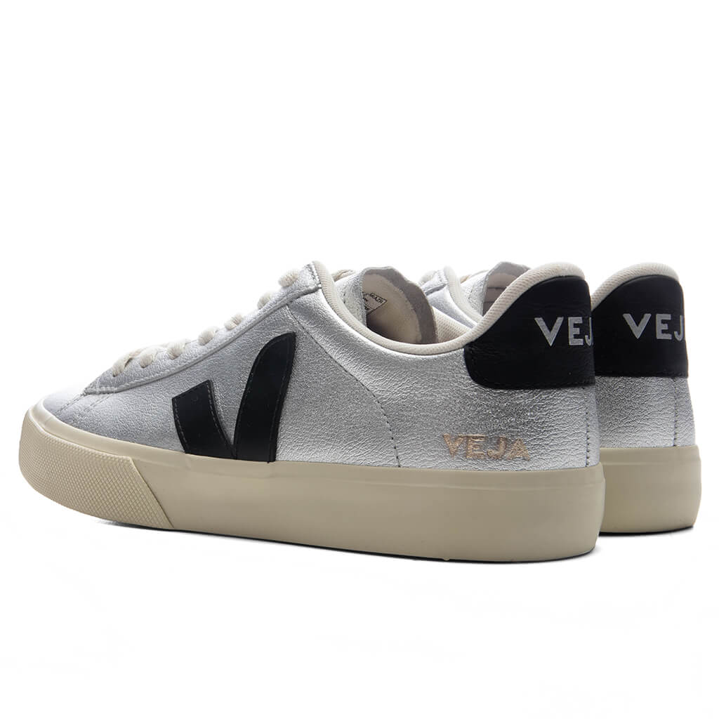 Womens Campo Leather Silver Black