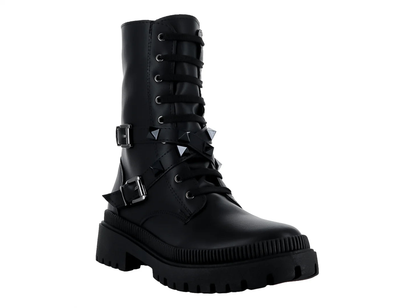 Botines Combat Luna Rosa Negros para Mujer