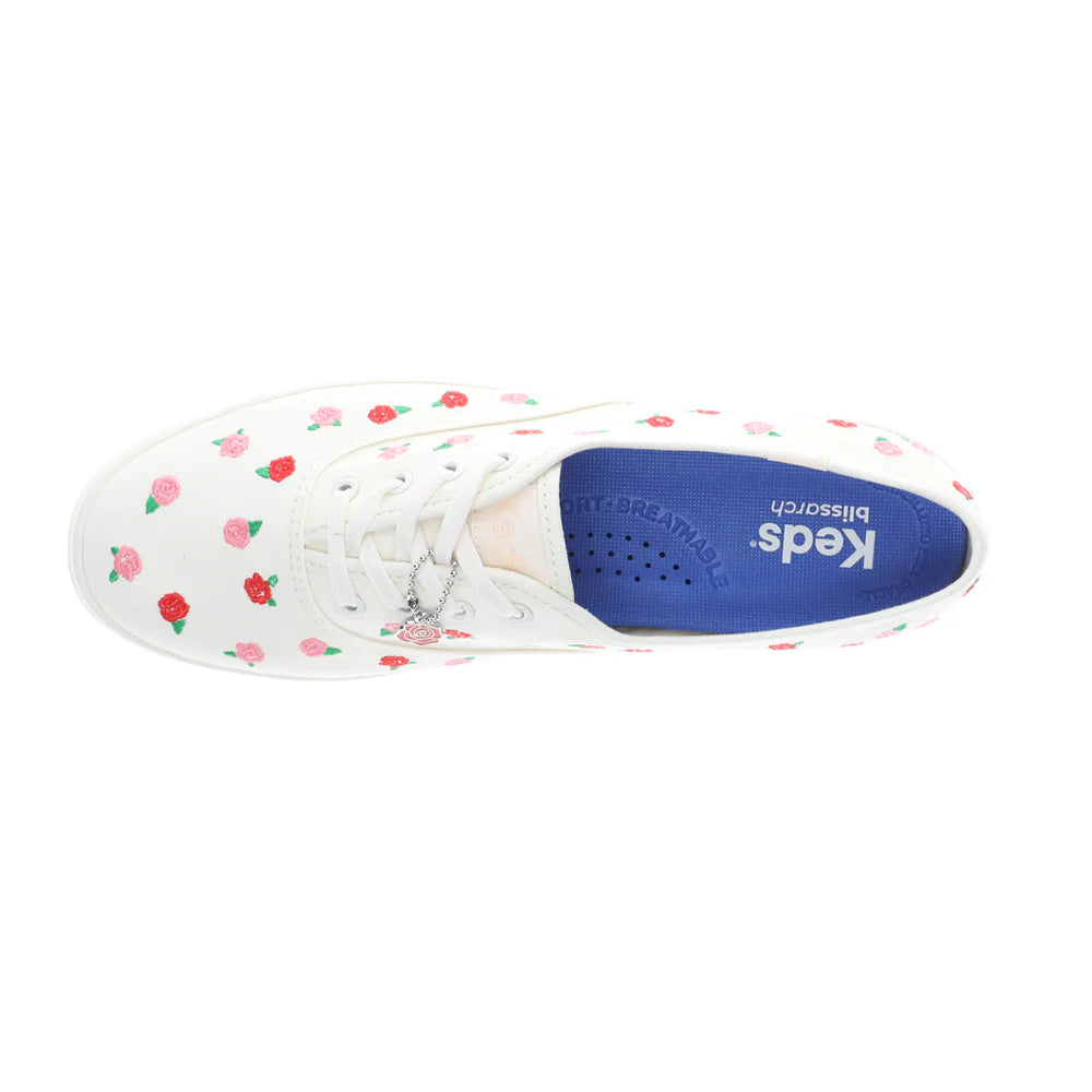Champion Canvas Rose Embroidery Lace Up Sneakers