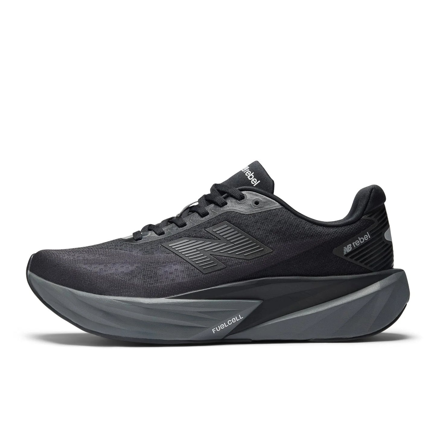 Men's FuelCell Rebel v5 in Black with Castlerock and Silver Metallic