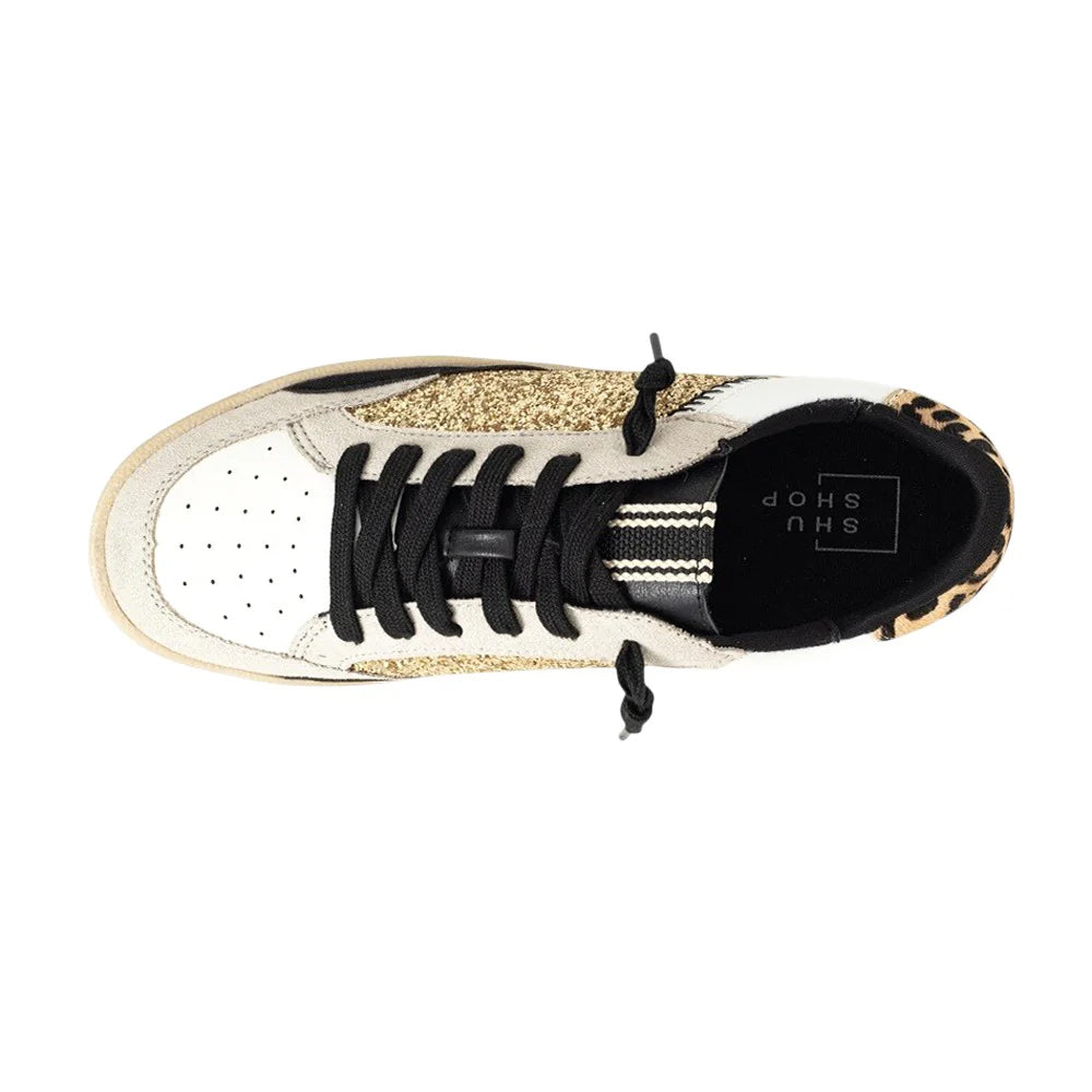Quinn Glitter Cheetah Lace Up Sneakers