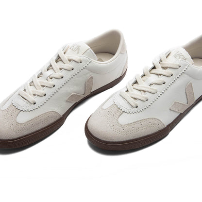 Womens Volley Leather White Natural Bark