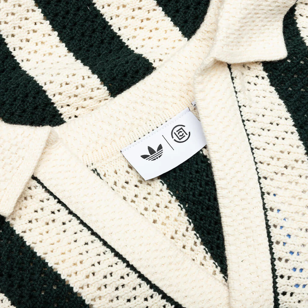 Adidas Originals x CLOT Knit Polo by Edison Chen Green Night Cream White