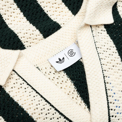 Adidas Originals x CLOT Knit Polo by Edison Chen Green Night Cream White