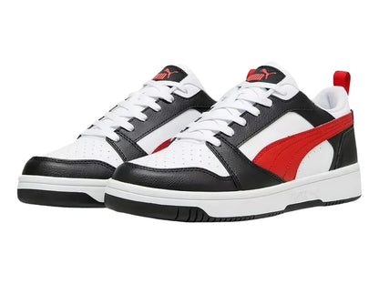 Tenis PUMA Rebound V6 Low Blanco y Rojo para Hombre