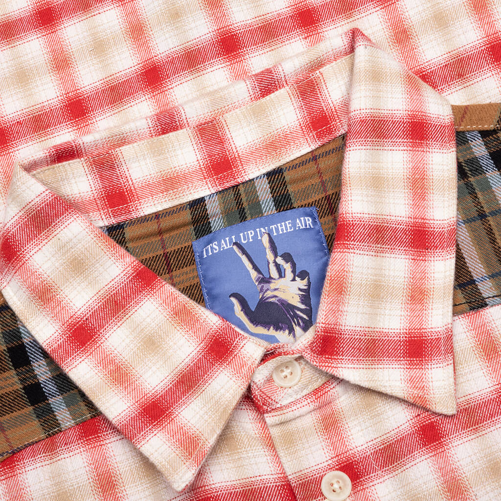 Patchwork Face Flannel Shirt Red