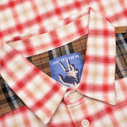 Patchwork Face Flannel Shirt Red