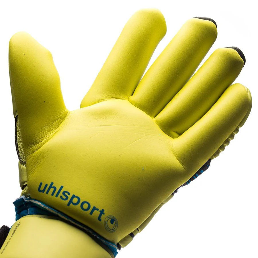 Uhlsport Eliminator Absolutgrip FS Goalkeeper Gloves Yellow Black Blue