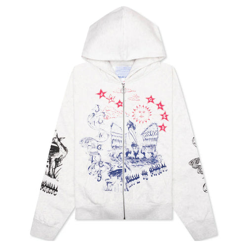 Scribbles Zip Hoodie Grey