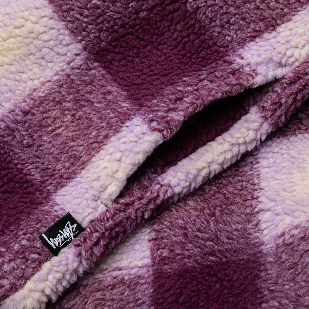 Zip Sherpa Shadow Plaid Berry