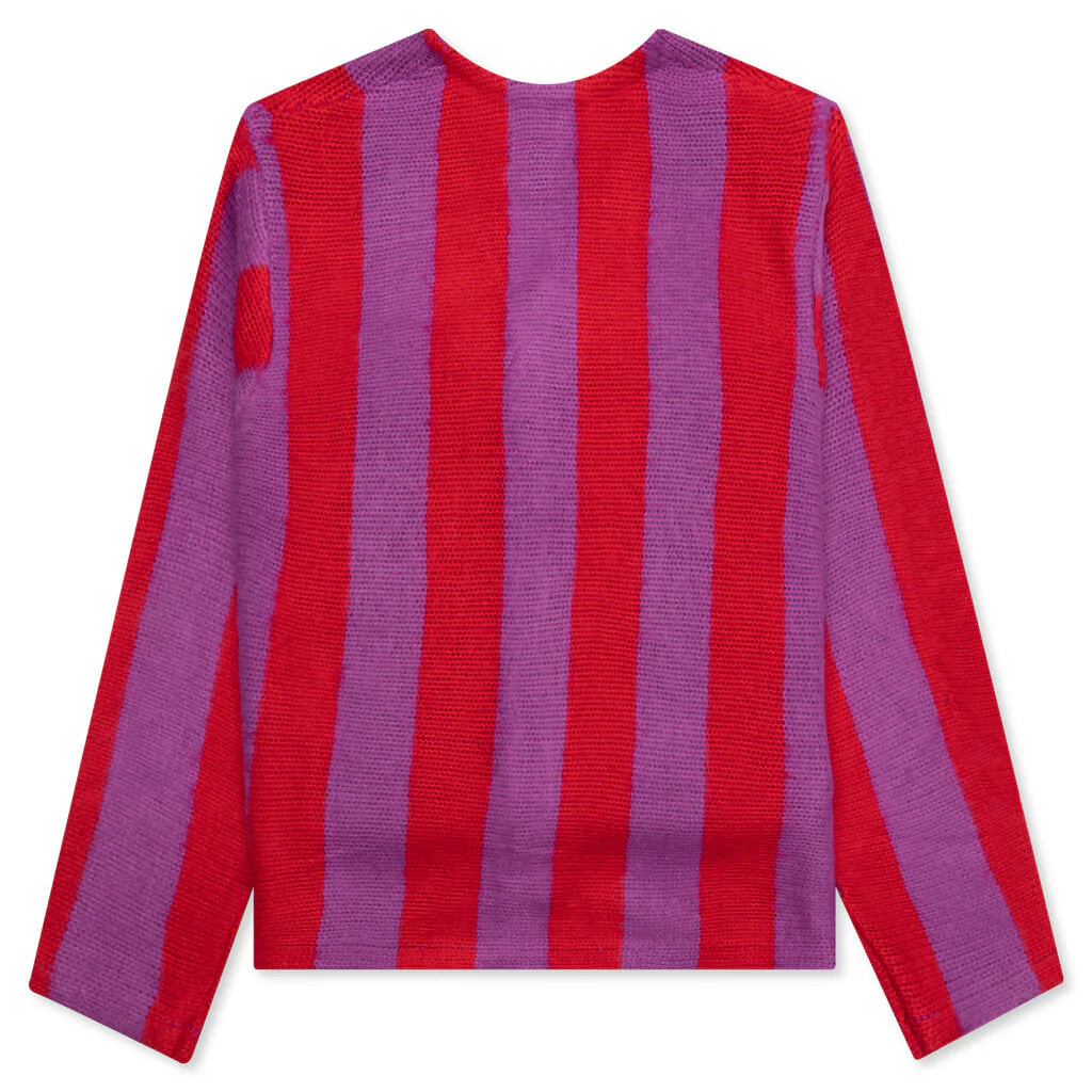 Striped Brushed Cardigan Purple