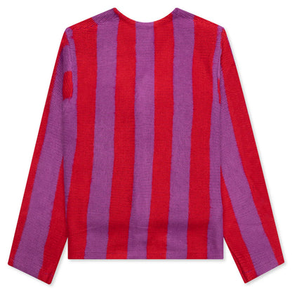 Striped Brushed Cardigan Purple