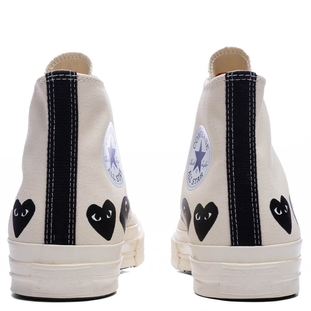 Converse x Comme Des Garcons PLAY All Star Chuck 70 Hi Multi Heart Milk Black