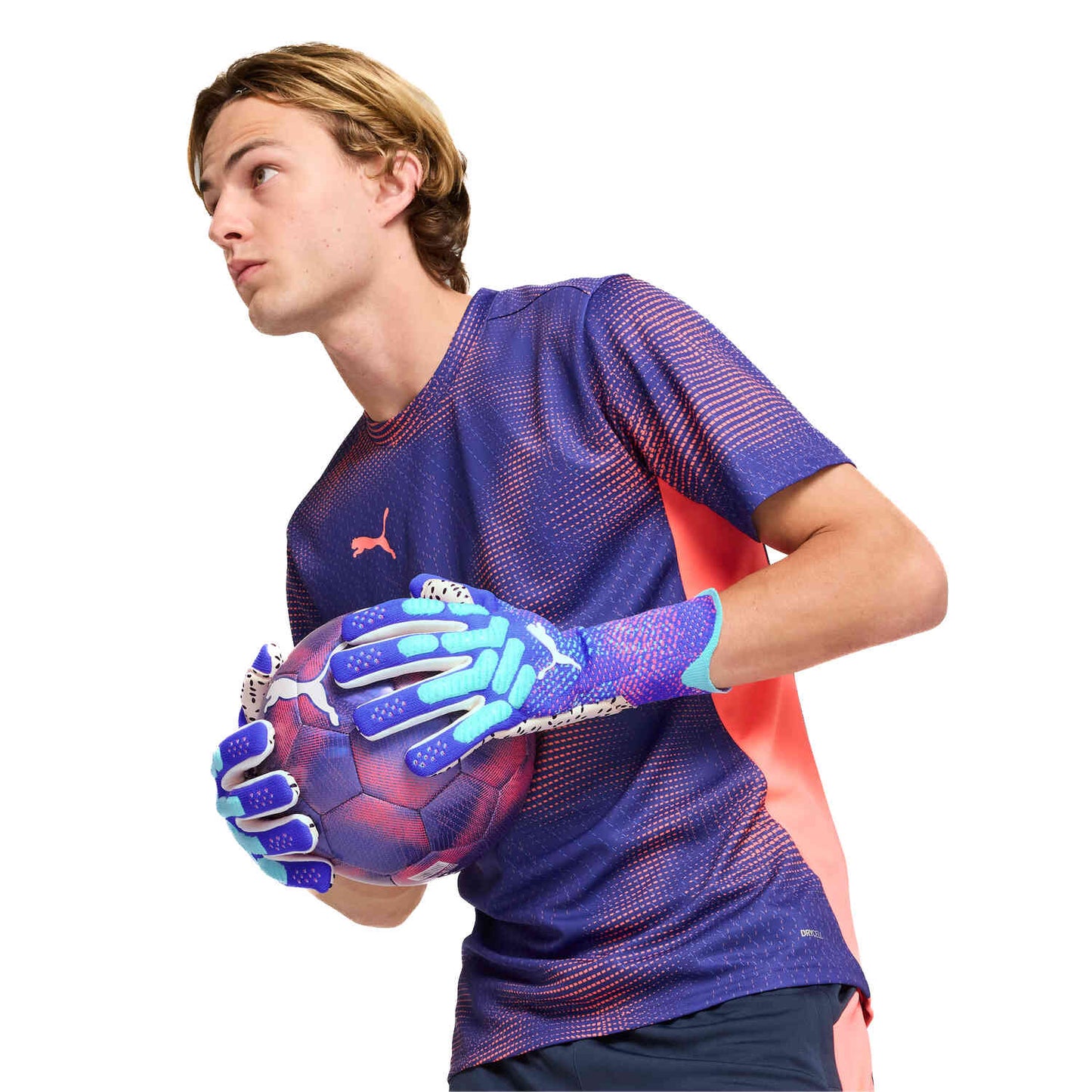 PUMA Future Ultimate NC Goalkeeper Gloves Blue Sunset Glow Electric Pepp