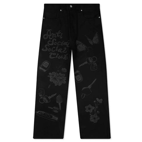 Laser Etched Jeans Black
