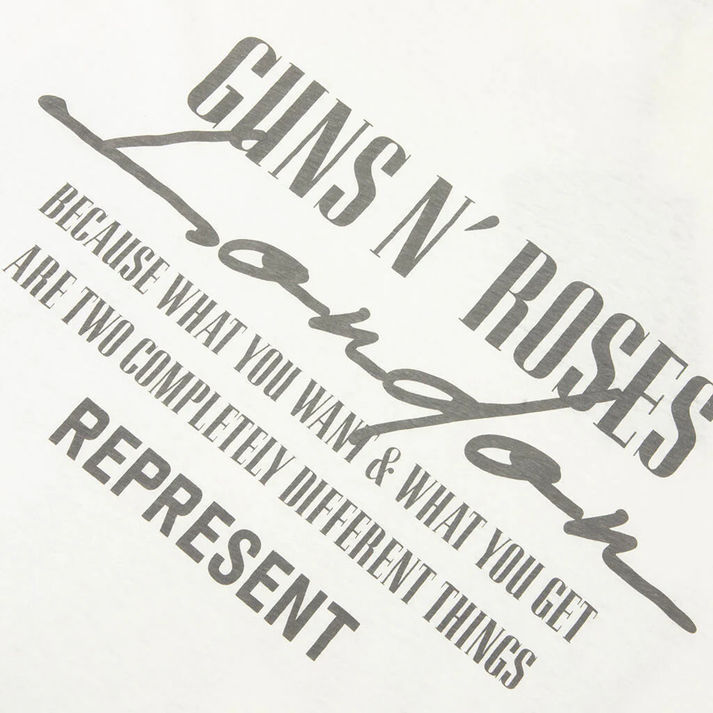 Represent x Guns N Roses Cross T Shirt Washed Ecru