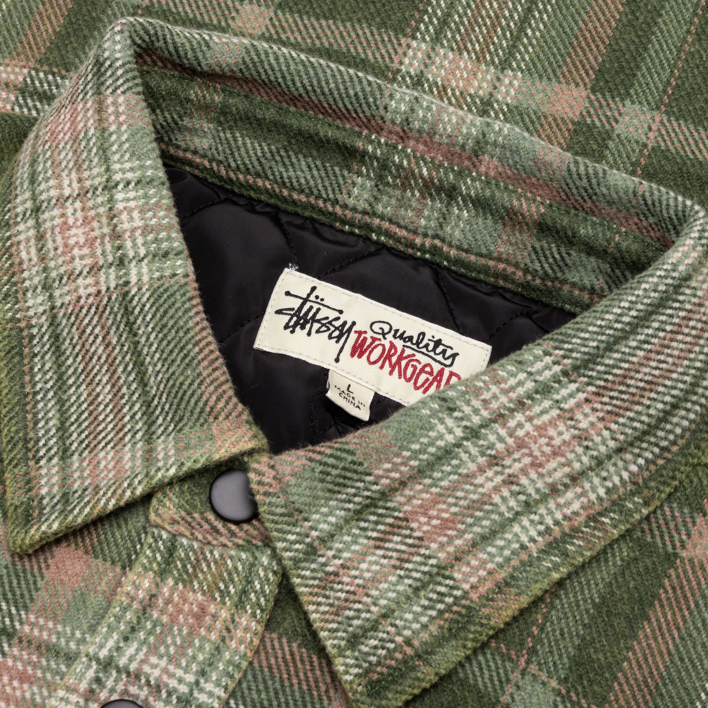 Heavy Washed Plaid Shirt Green
