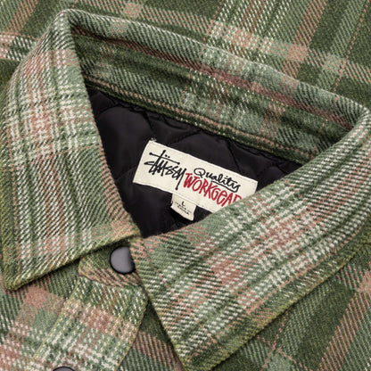 Heavy Washed Plaid Shirt Green