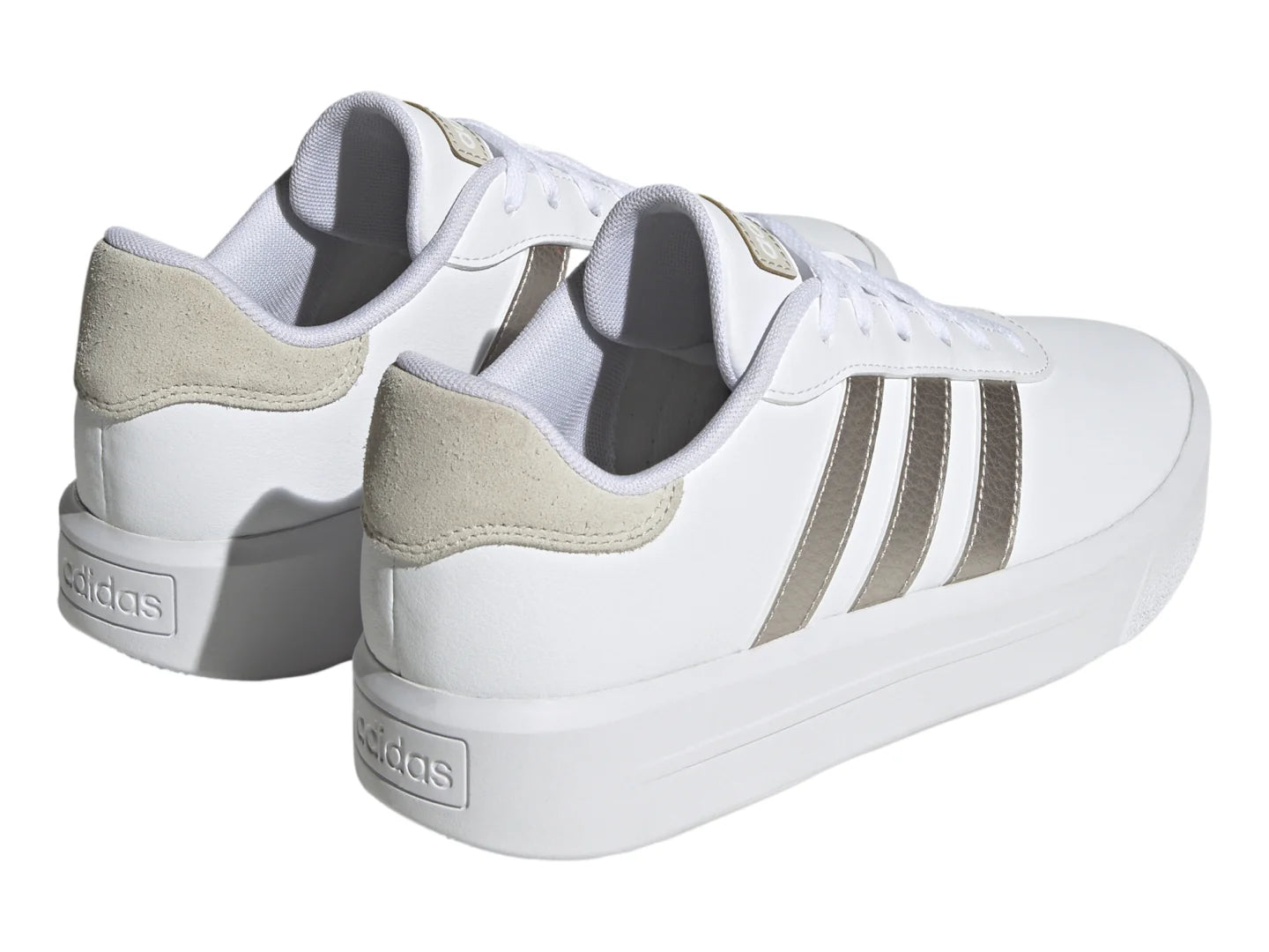 Tenis Adidas Court Platform Blanco y Dorado para Mujer
