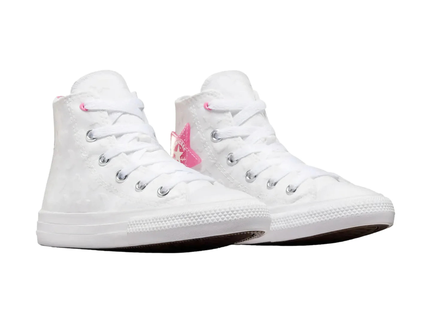 Tenis Converse Chuck Taylor All Star Sparkle Blanco y Rosa para Niña
