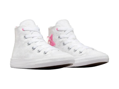 Tenis Converse Chuck Taylor All Star Sparkle Blanco y Rosa para Niña