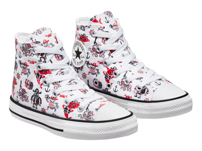 Tenis Converse Chuck Taylor All Star Hi Blanco y Rojo para Niño