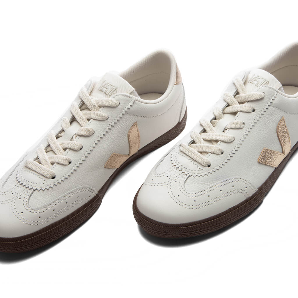 Womens Volley Leather White Platine Bark