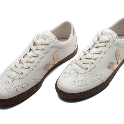 Womens Volley Leather White Platine Bark