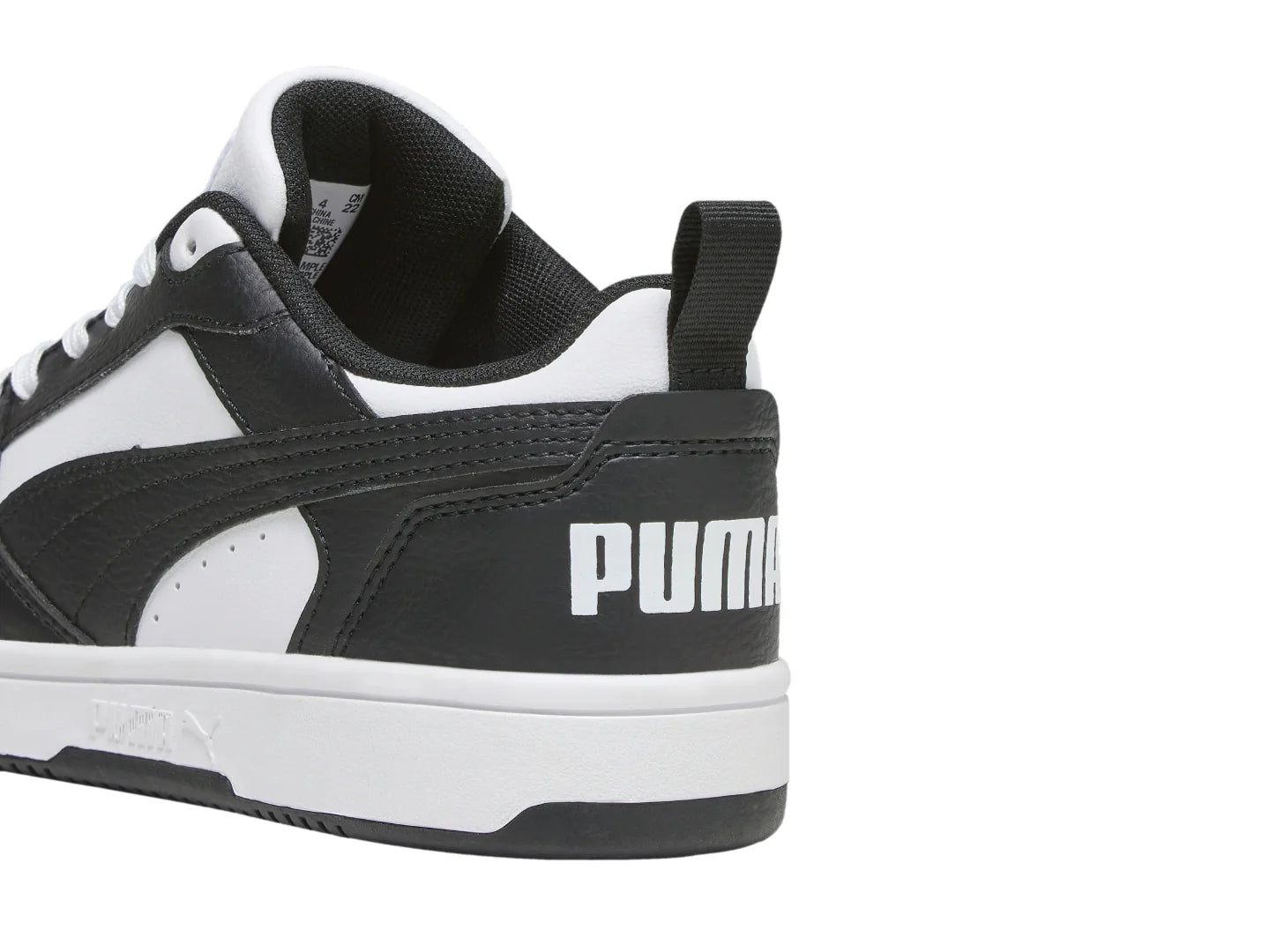 Tenis PUMA Rebound V6 Lo Blanco y Negro para Niño