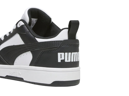 Tenis PUMA Rebound V6 Lo Blanco y Negro para Niño