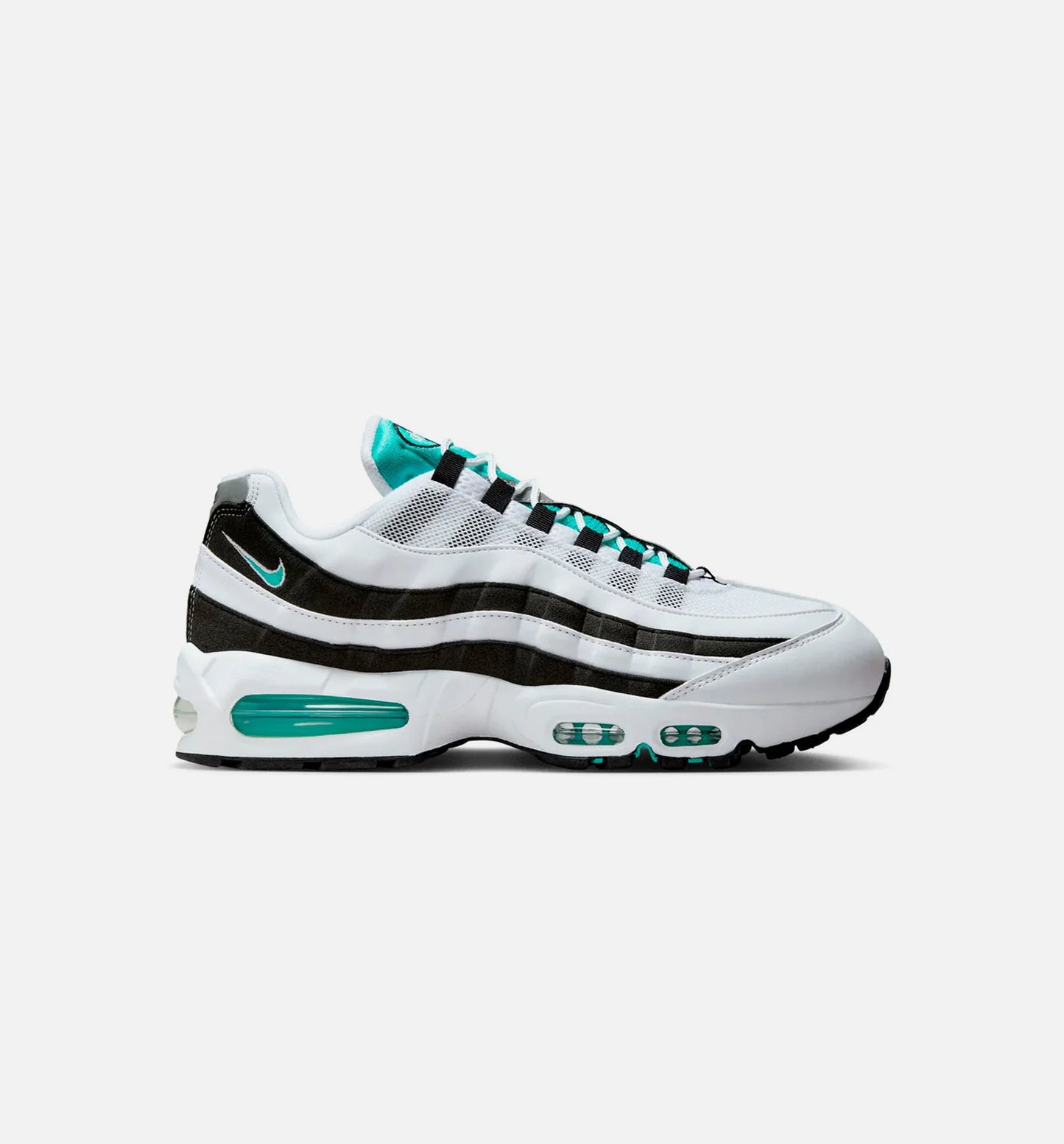 Air Max 95 OG Big Bubble Black Border Mens Lifestyle Shoe White Hyper Jade Black Metallic Silver