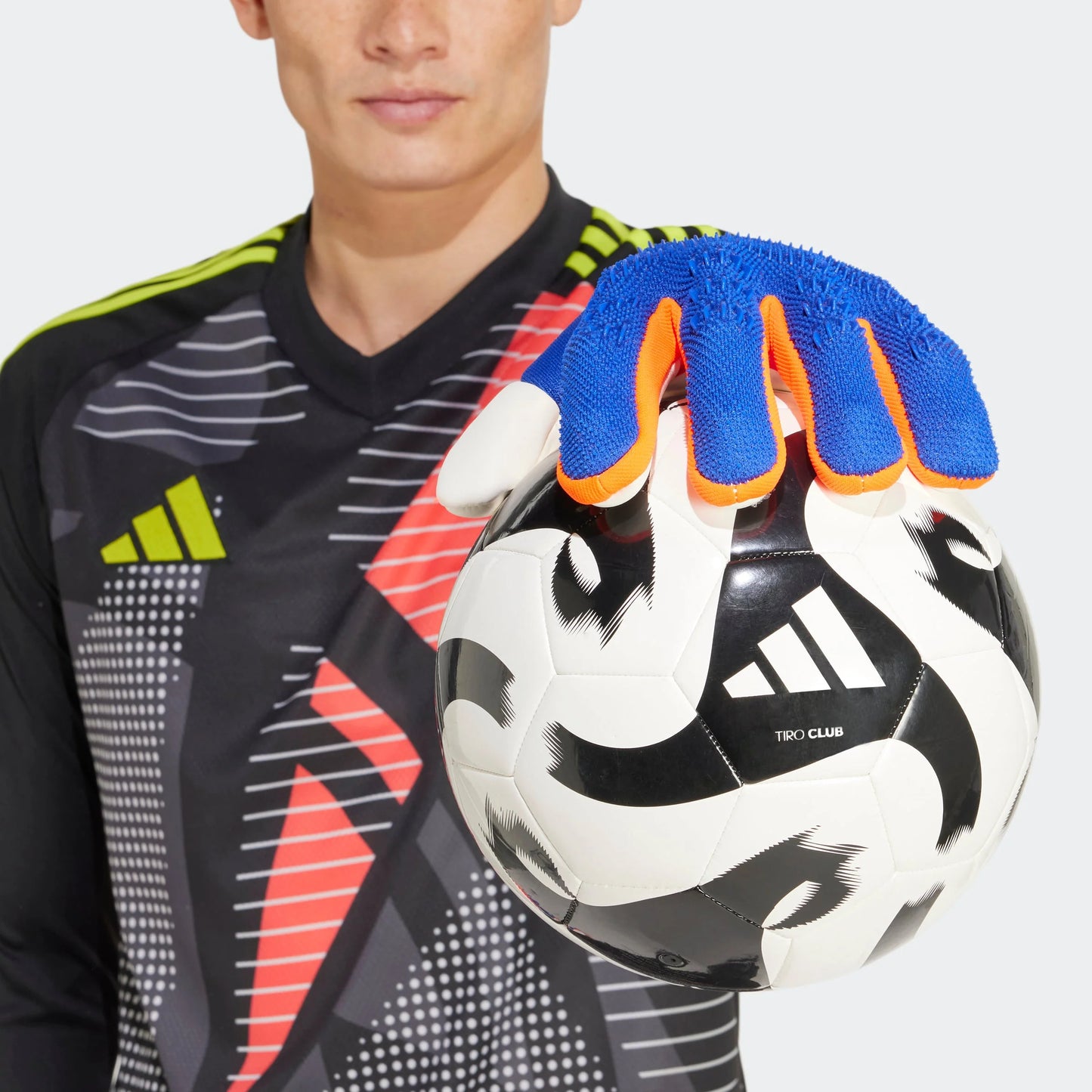 adidas Predator Pro Fingersave Goalkeeper Gloves Lucid Blue Red White