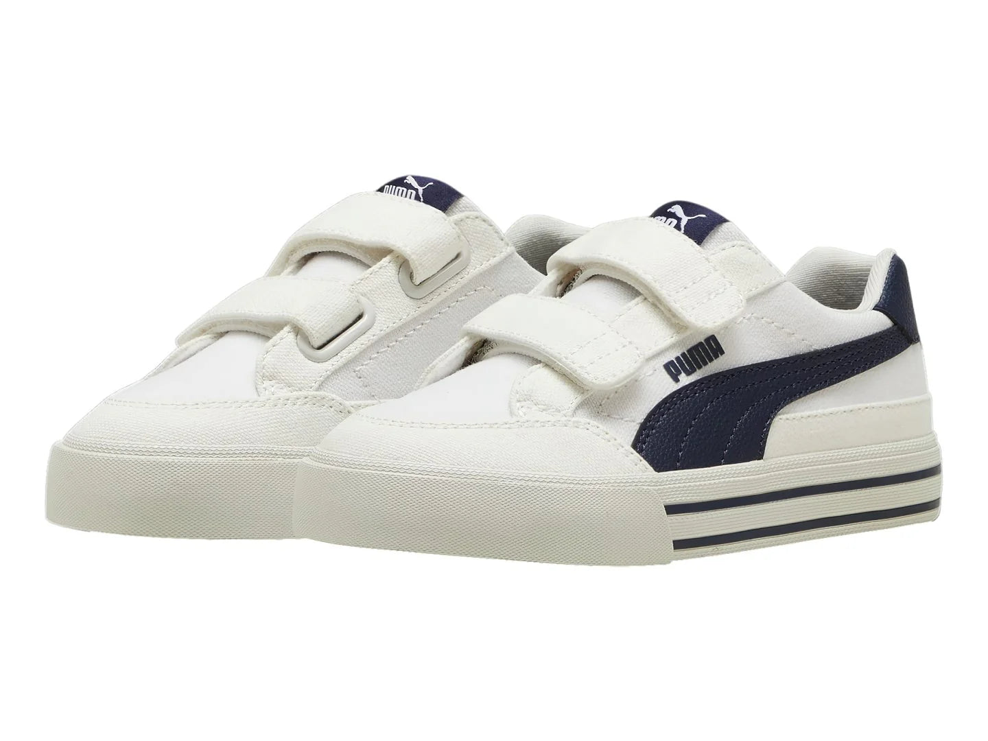 Tenis PUMA Court Classic Blanco y Azul Marino para Niño
