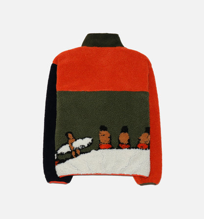 Vault x Nigel Cabourn Sherpa Fleece Mens Jacket Orange Olive
