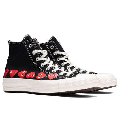Converse x Comme Des Garcons PLAY All Star Chuck 70 Hi Multi Heart Black Red